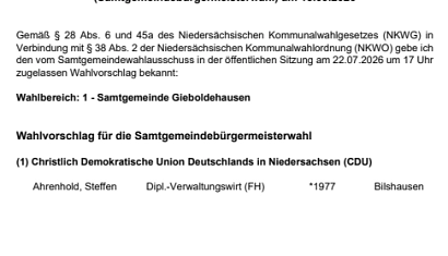 Kandidaten für die Wahl des Samtgemeindebürgermeisters